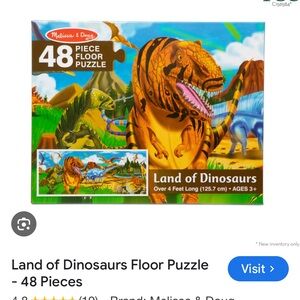 Melissa & Doug Dinosaur Puzzle Green and Orange 48 Pieces